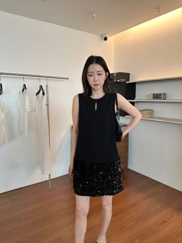 WIDELIA蝴蝶结优雅无袖连衣裙女