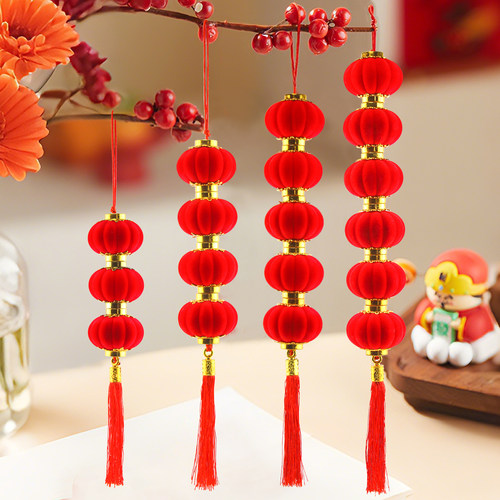 新年春节植绒连串小灯笼防雨防晒