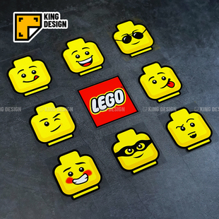 国王车贴 卡通积木表情包反光防水贴纸 摩托车头盔汽车装饰趣味贴