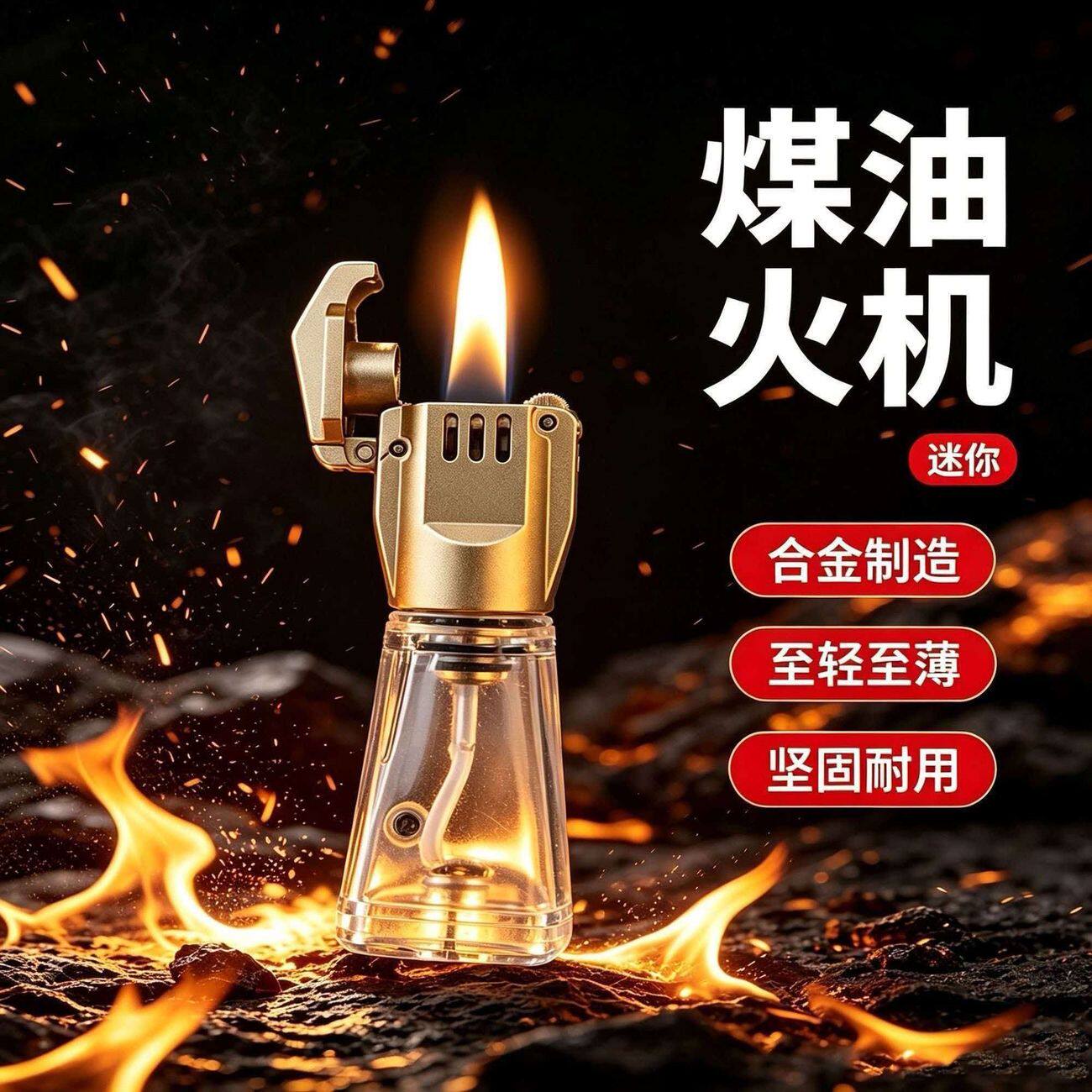 小巧便携超薄透明油仓煤油打火机创意个性网红高颜值送男友礼物潮
