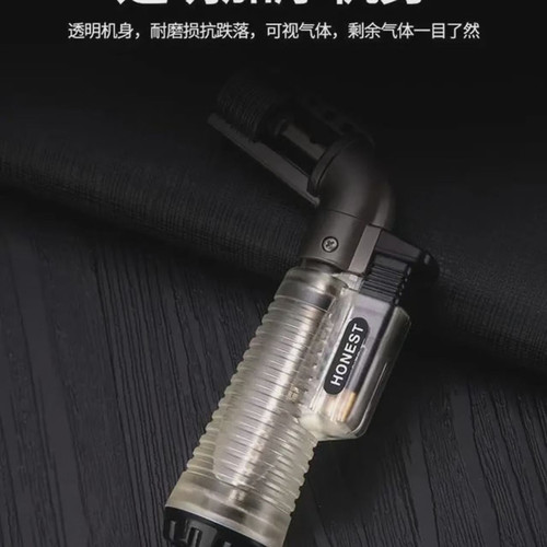 百诚弯头直冲充气打火机便携烟斗雪茄透明迷你小焊檀香艾灸专用