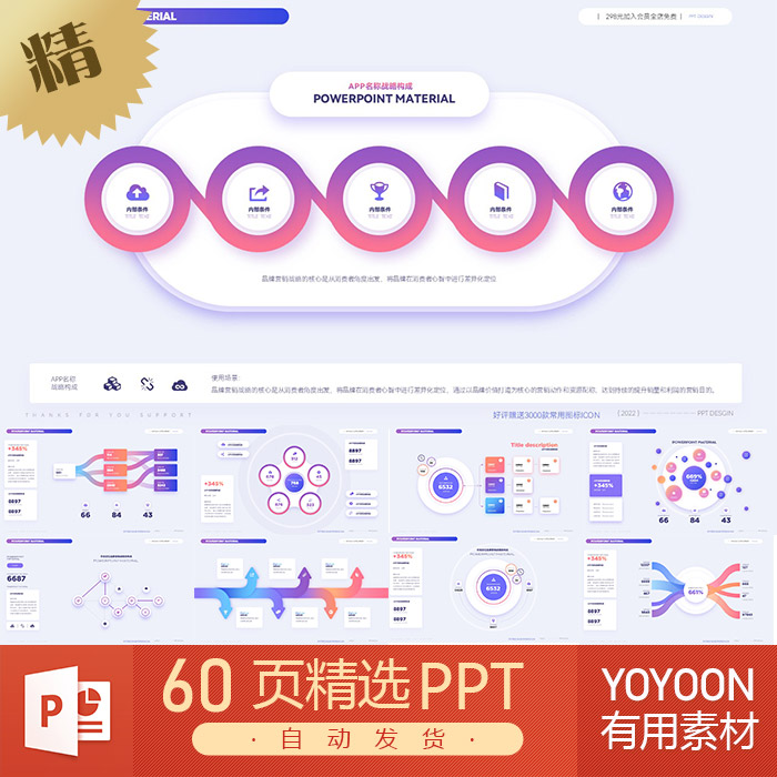 原创炫彩拟态微立体数字屏幕UI组件高级感PPT模板keynote素材下载