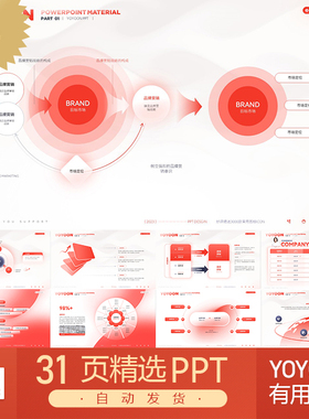 高端原创精品红色弥散光风投报告项目介绍箭头玻璃PPT模板WPS素材