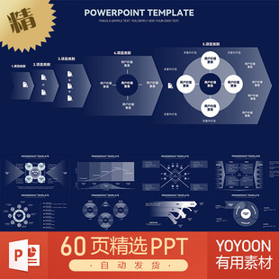 高级蓝色财报年度报告逻辑框架投行路演计划书分析模型PPT模板