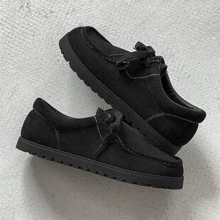 男士袋鼠鞋绒面生胶底烟胶手工复古休闲鞋皮鞋复刻英伦低帮男Z508