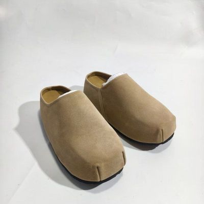 新款厚底勃肯鞋内增高包头半拖鞋外穿大头懒人鞋牛反绒(磨砂皮)