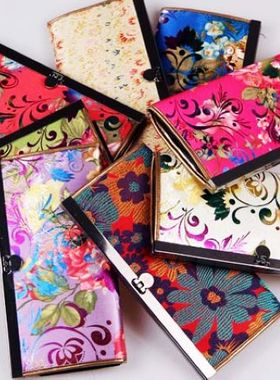 包袋 礼品南京云锦南京特产包包 手包灰色龙纹真丝云锦钱包现货