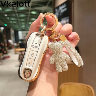 保时捷钥匙壳卡宴钥匙套718帕拉梅拉macan女911扣包taycan车挂件