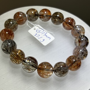 天然黑金超七圆珠款手链女款水晶骨干水晶大颗粒。一物一图