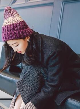 秋冬加厚女士毛线针织保暖帽子