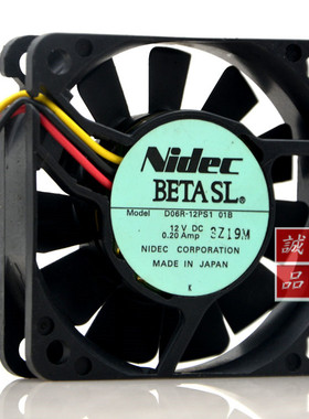 正品 NIDEC 12V 0.20A 6015 6cm 电源 机箱风扇 D06R-12PS1 01B