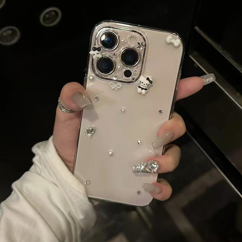 适用苹果16promax手机壳水钻奢华高级感iPhone15保护套HelloKitty少女14防摔壳13硬壳12promax网红超火女新款