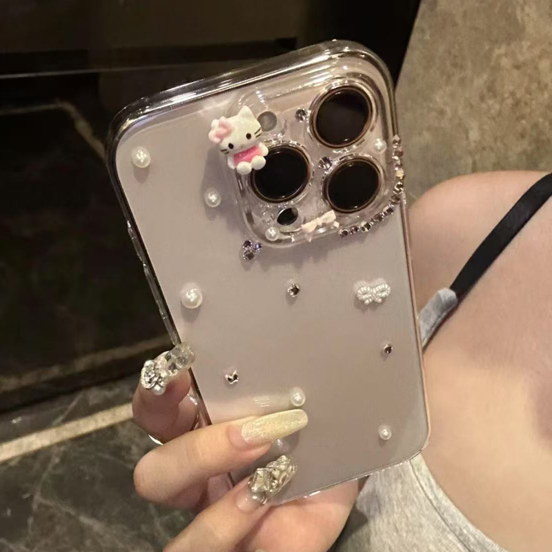 适用苹果16promax手机壳新款水钻小香风iPhone15保护套HelloKitty女款14防摔壳13网红超火好看12promax高级感