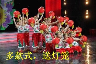 元 旦儿童肚兜女羊角辫舞蹈六一演出服手绢舞民族舞台闹新春牡丹红