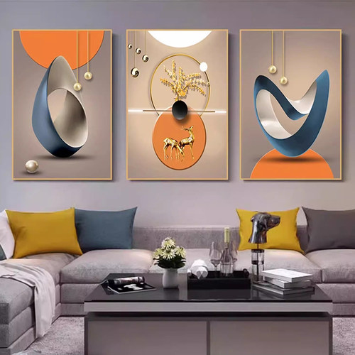 北欧客厅装饰画餐厅画墙壁三联画