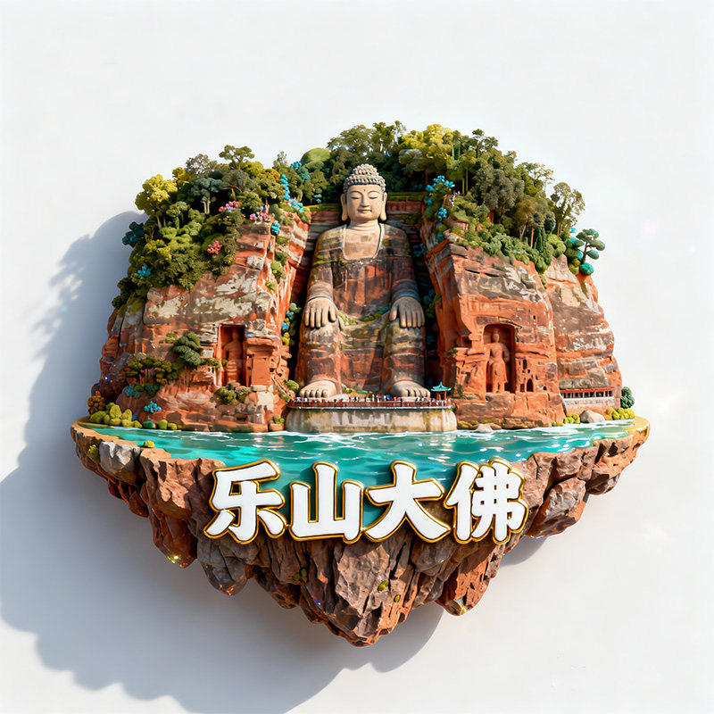 乐山大佛文创3D金属浮雕冰箱贴
