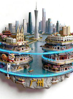 广州城市建筑3D金属浮雕冰箱贴