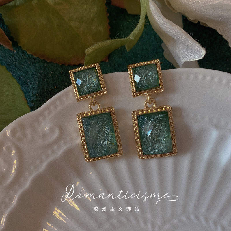 2022新款宫廷复古风蓝色925银耳钉耳饰长方形仙气少女耳夹式耳环,饰品/流行首饰/时尚饰品新,耳钉,淘宝优惠券,粉丝福利购,淘宝优惠卷