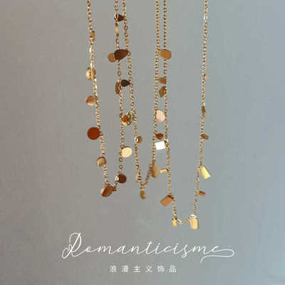 小众轻奢ins镀18k金项链钛钢闪片