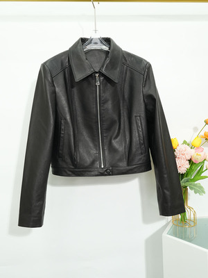 欧洲站新西兰真皮皮衣外套女短款2025秋小个子复古显瘦绵羊皮夹克