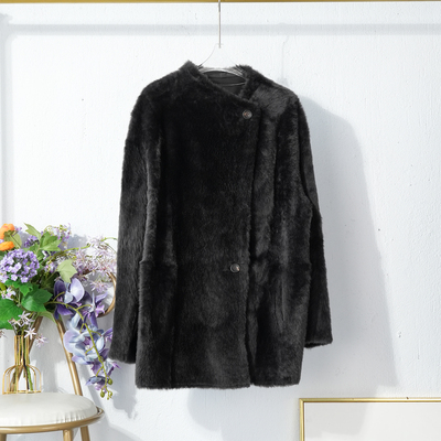 两面穿2025冬高端羊羔毛皮毛一体真皮拉贡皮草女中长款外套轻奢