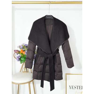 2025冬季系带收腰羊毛领羽绒服