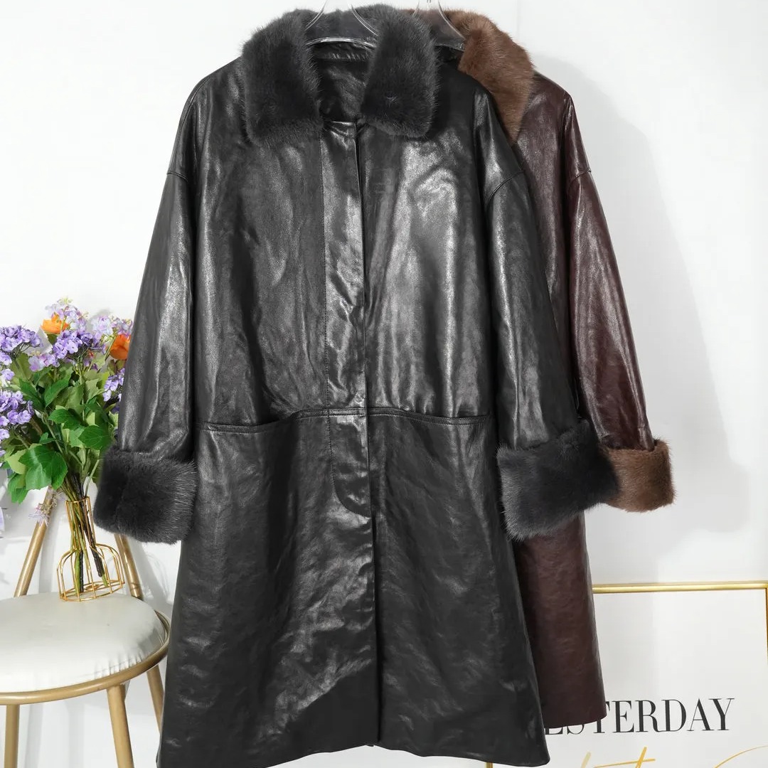 2025冬季高级真皮毛领羽绒服女士中长款鹅绒外套显瘦通勤休闲大衣