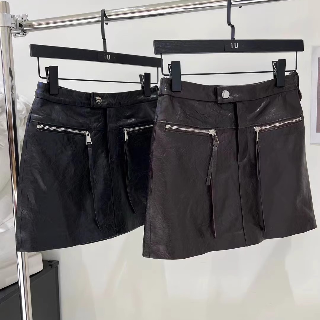 真皮绵羊皮半身裙女2024新秋基础百搭宽松显瘦时尚A字裙