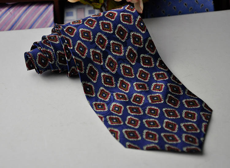 大牌外贸原单100%真丝男士商务正装领带高端手工印花复古轻薄10cm