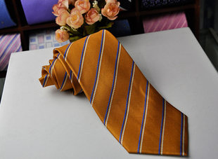 商务领带黄色条纹纯色领带 100%真丝男正装 日本FORMAL 外贸原单
