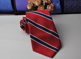 绣花领带外贸原单100%真丝男商务正装领带红色复古斜纹领带9cm