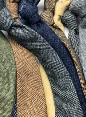 窄款6公分原单羊毛领带男商务正装领带墨绿色绣花酒会新郎婚礼