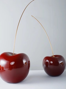 现代简约艺术电镀喷漆仿真苹果梨样板间客厅办公室小众风装饰摆件