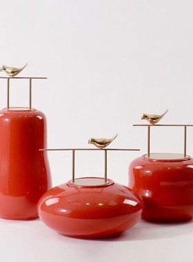 新中式陶瓷储物罐家居摆件客厅玄关茶室酒柜玄关柜样板房软装饰品