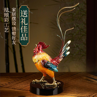 珐琅彩公鸡摆件大吉大利大公鸡摆件招财金鸡报喜生肖装饰品摆件