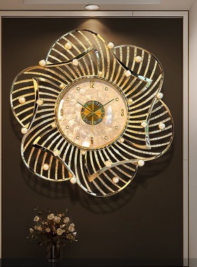 北欧贝壳挂时尚壁钟轻奢墙壁装饰钟表挂表高档大气石英钟装饰品