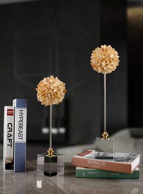 轻奢现代水晶花球摆件家居卧室客厅玄关高级感软装家居装饰品摆件