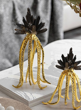 现代水晶八爪鱼摆件水晶章鱼创意客厅样板房电视柜书柜装饰品摆件