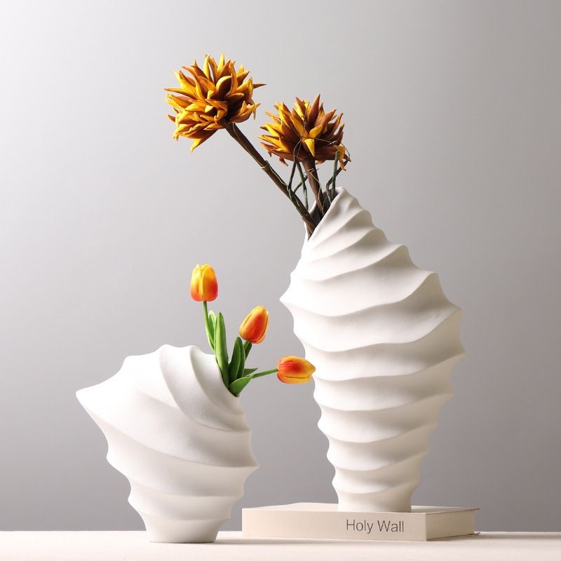 北欧创意蜂巢陶瓷花瓶摆件不规则条纹花瓶电视柜玄关软装饰品摆件