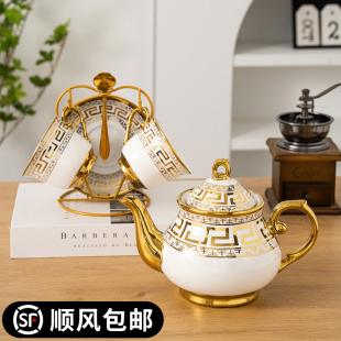 1L欧式 复古结婚创意咖啡杯具 下午茶具套装 陶瓷泡茶壶单壶花茶英式