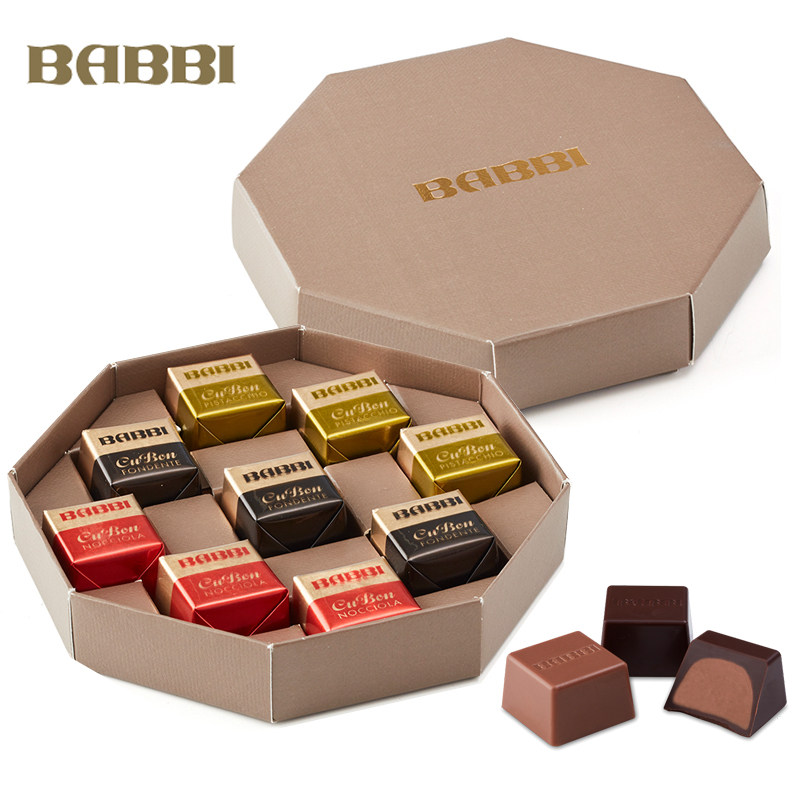 日本BABBI意大利开心果榛子甘纳许夹心巧克力圣诞礼盒进口零食