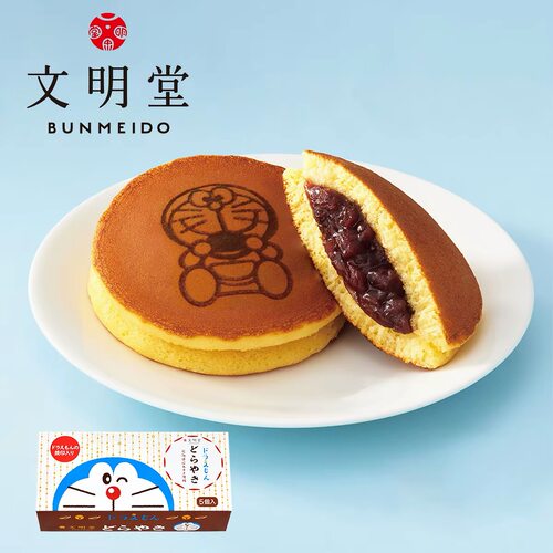 现货速发日本文明堂哆啦A梦铜锣烧红豆夹心蛋糕机器猫联名礼盒
