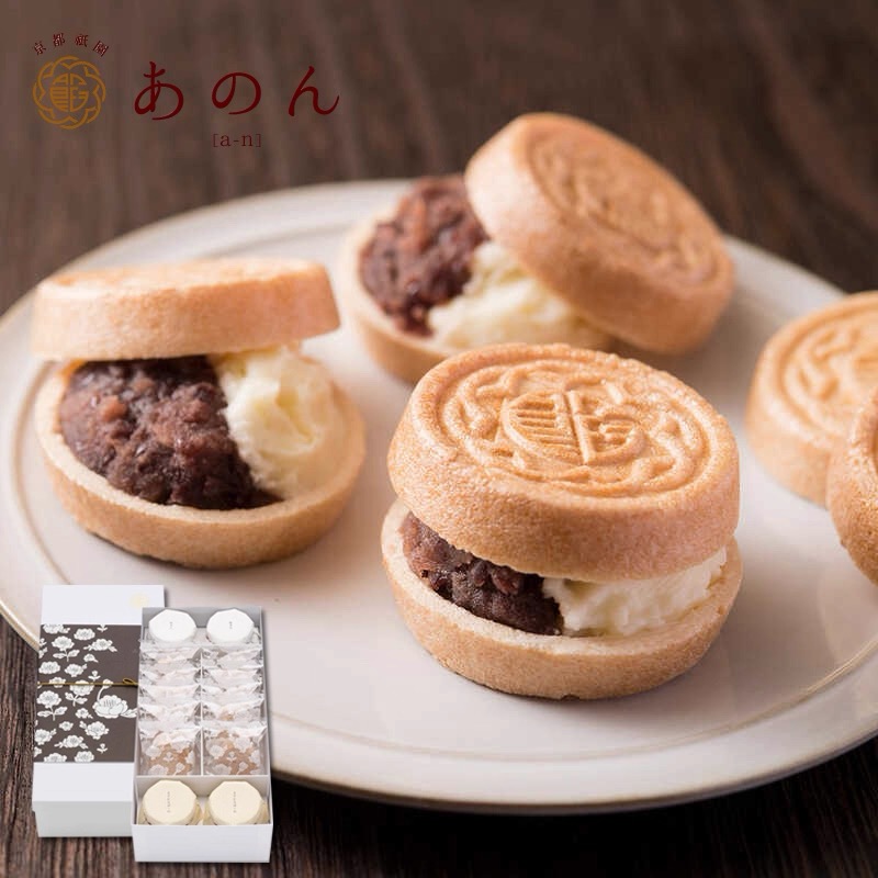 送礼现货推荐日本衹园Anon红豆马斯卡彭芝士奶油最中饼干DIY礼盒