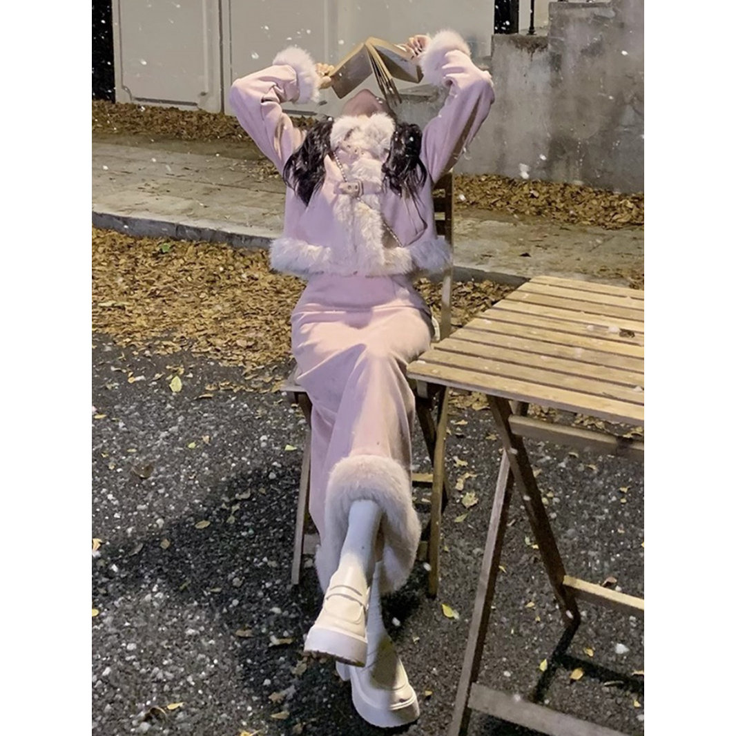 秋冬季女装冬裙连衣裙两件套法式