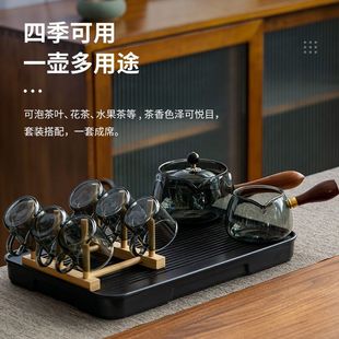 耐热玻璃旋转逍遥壶盖子青柑茶壶侧把玻璃泡茶煮茶壶内胆配件单卖