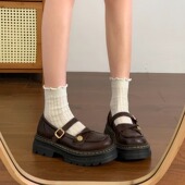 厚底日系jk配裙子玛丽珍单鞋 黑色英伦风圆头小皮鞋 女2025春秋新款