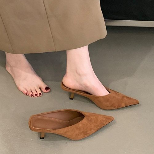 2025夏季新款法式尖头绒面高跟鞋