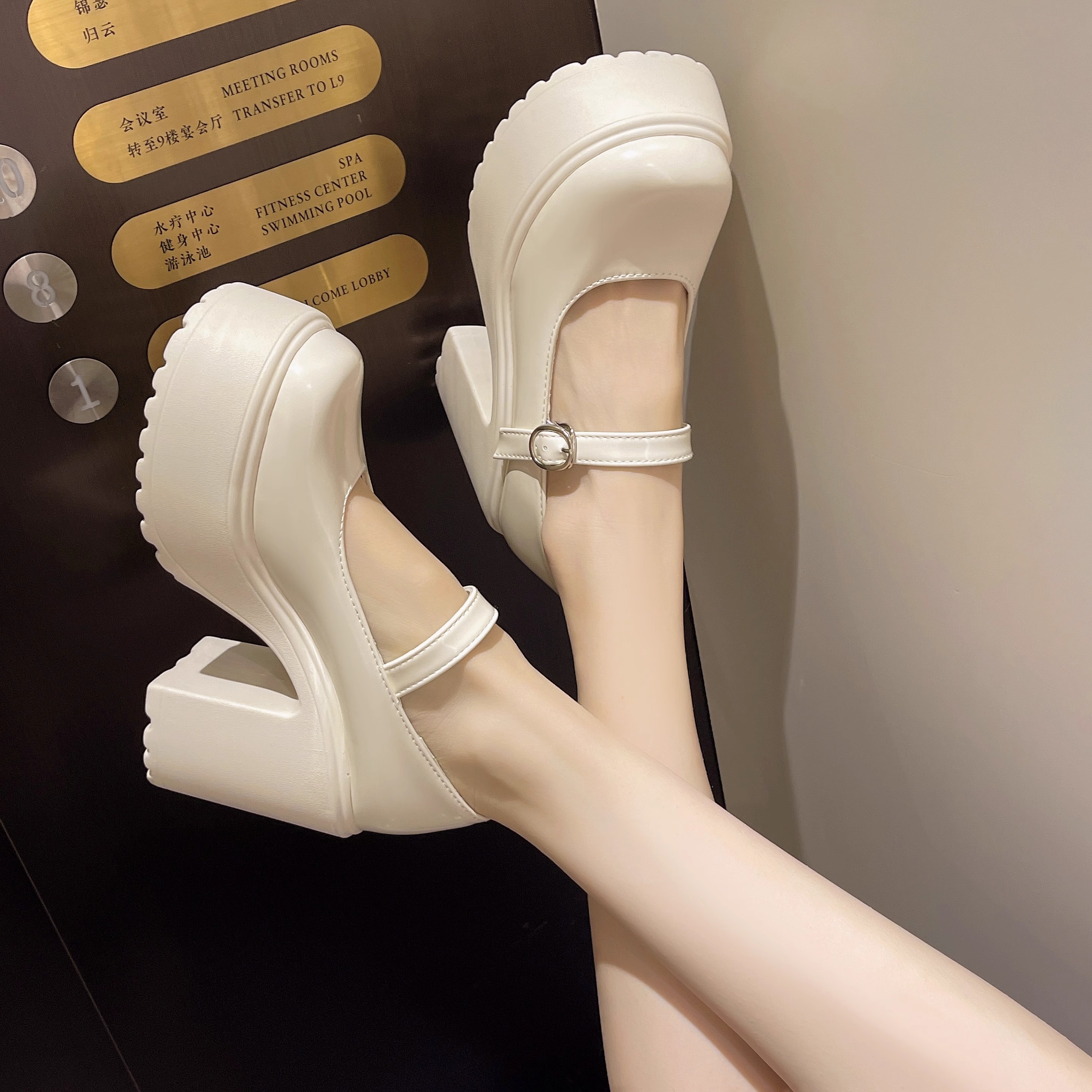 厚底粗跟新娘鞋防水台高跟鞋女