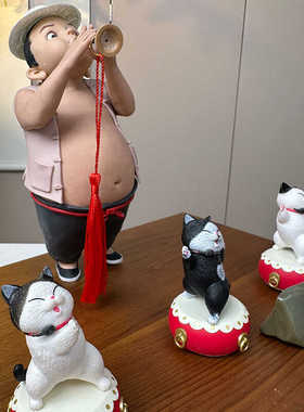 淄博小虾米X姑苏阿焦联名作品今老板系列软陶手工摆件饰品