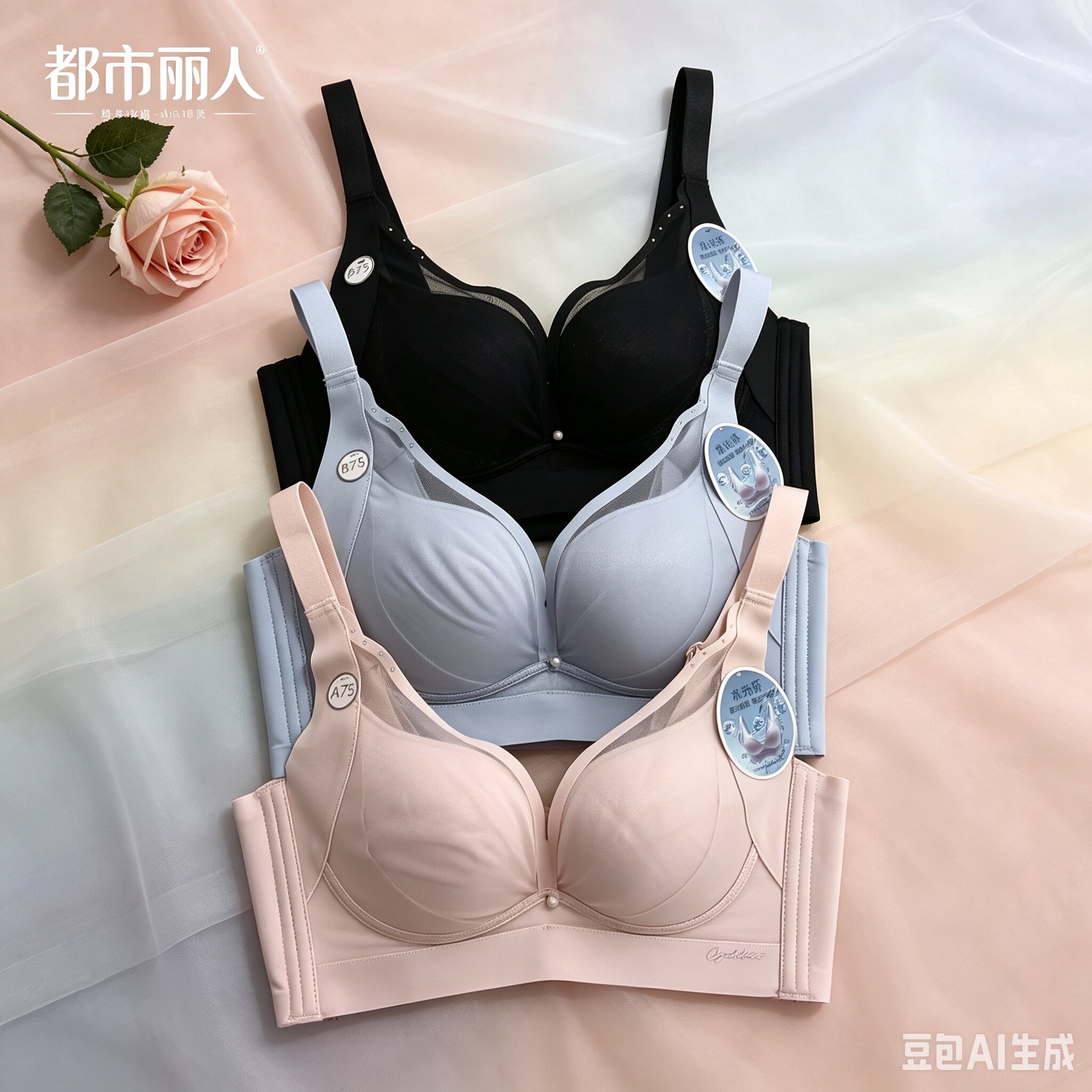 都市丽人新款LJC4H6水光杯内衣软钢圈中厚AB杯四排扣调整型文胸